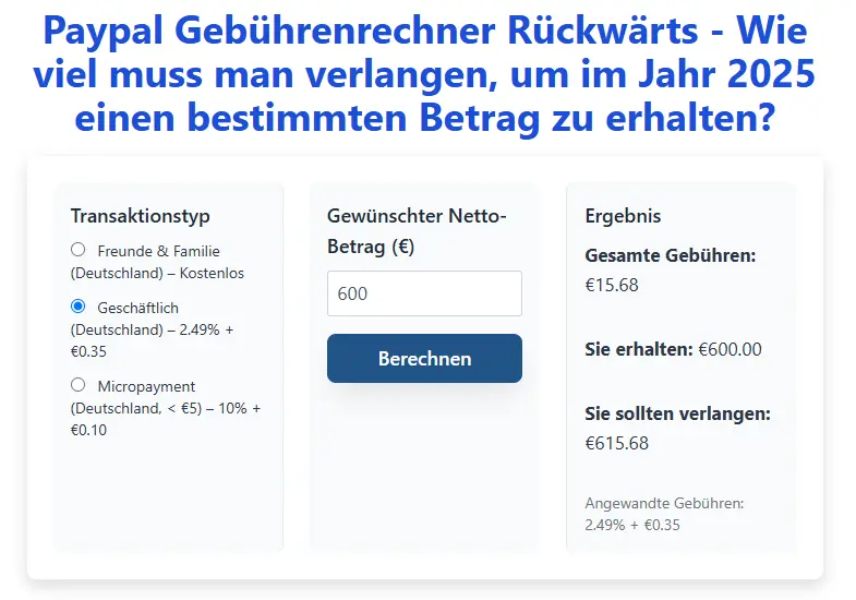 paypal rechner rückwärts